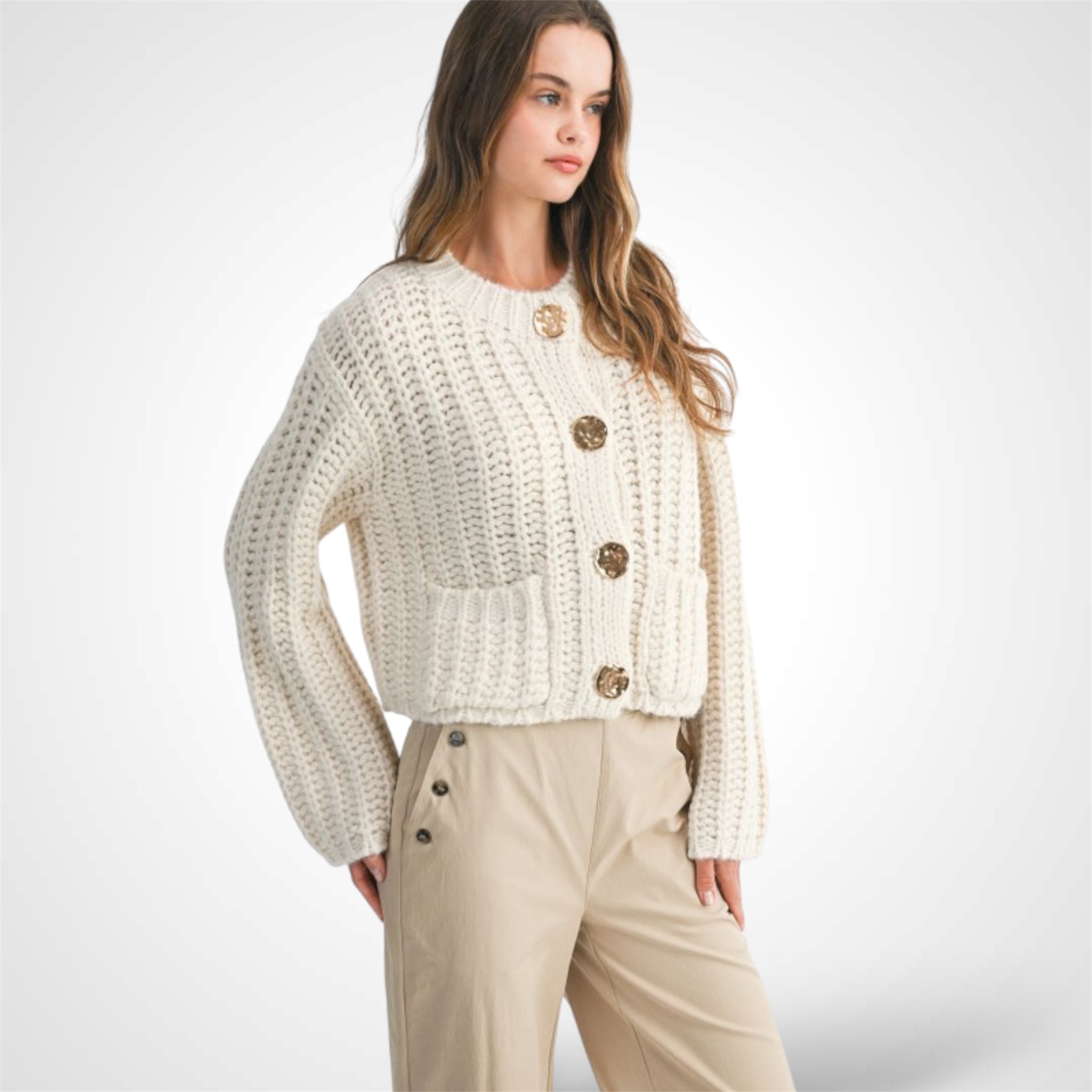 CHUNKY LONG SLEEVE SWEATER JACKET•-1