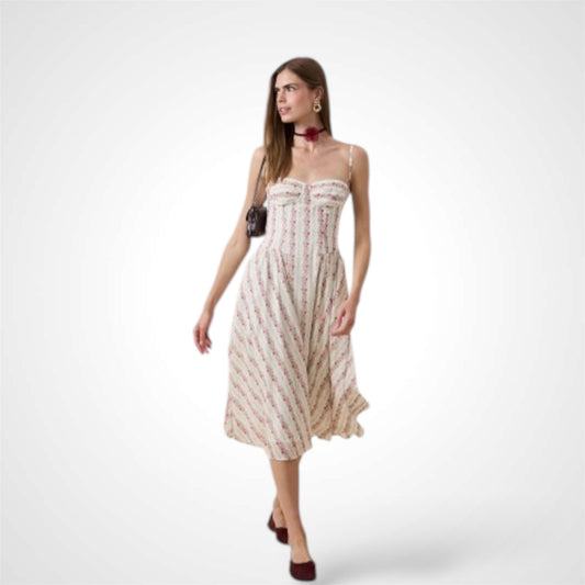 Burgundy Underwire Sleeveless Long Midi Dress