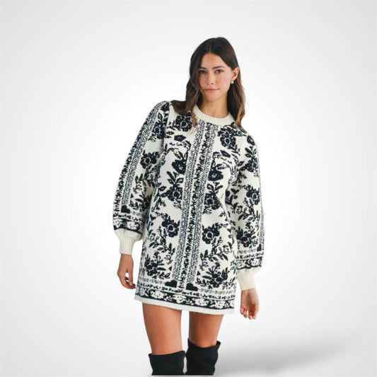JACQUARD KNIT MINI DRESS
