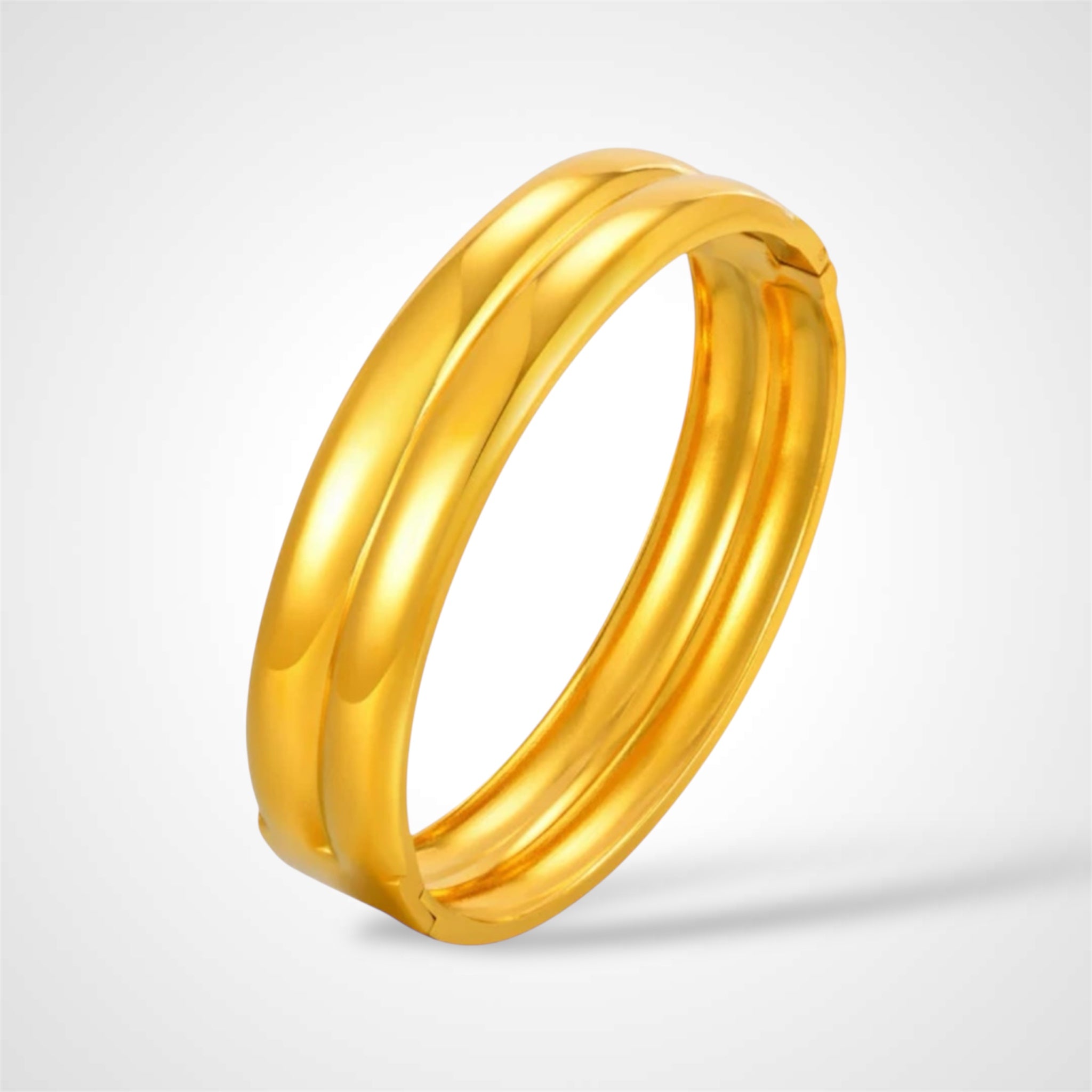Double Trouble Gold Bangle•-1