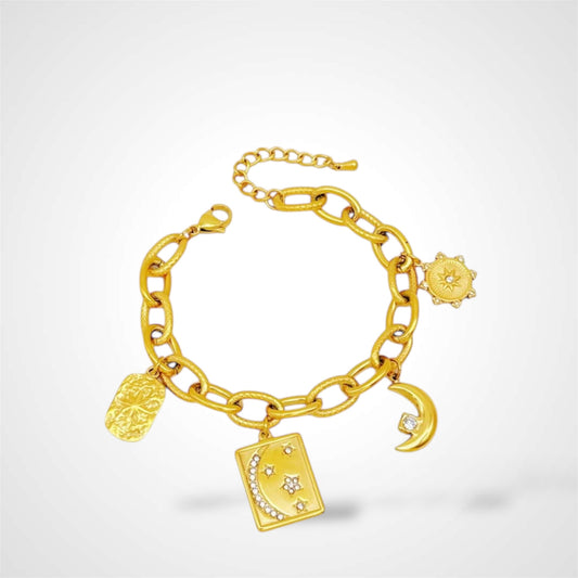 Moon and Back Gold Bracelet