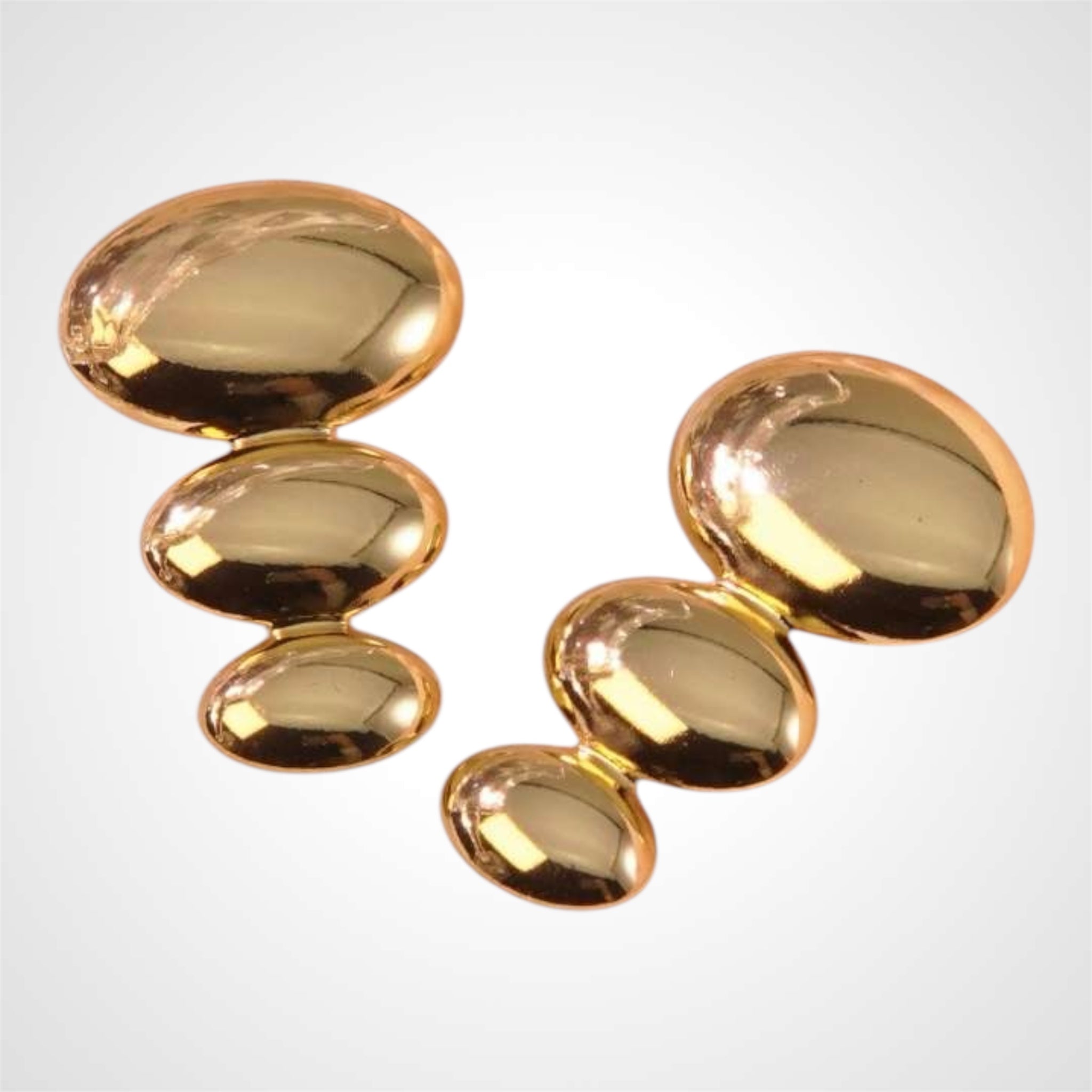 STAINLESS STEEL GOLD PLATED CONTEMPORARY SHAPED EARRINGS•-1