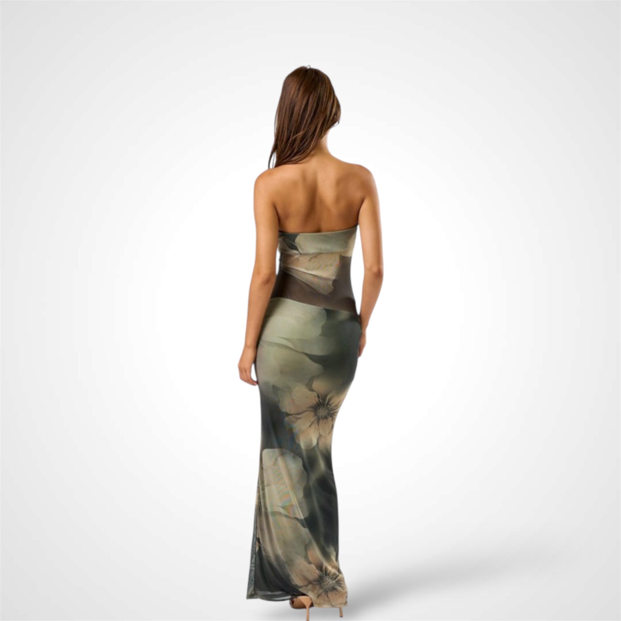 Mesh Tube Floral Maxi Dress