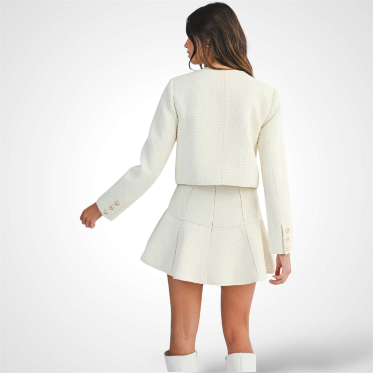 TWEED TEXTURED JACKET AND SKIRT SET