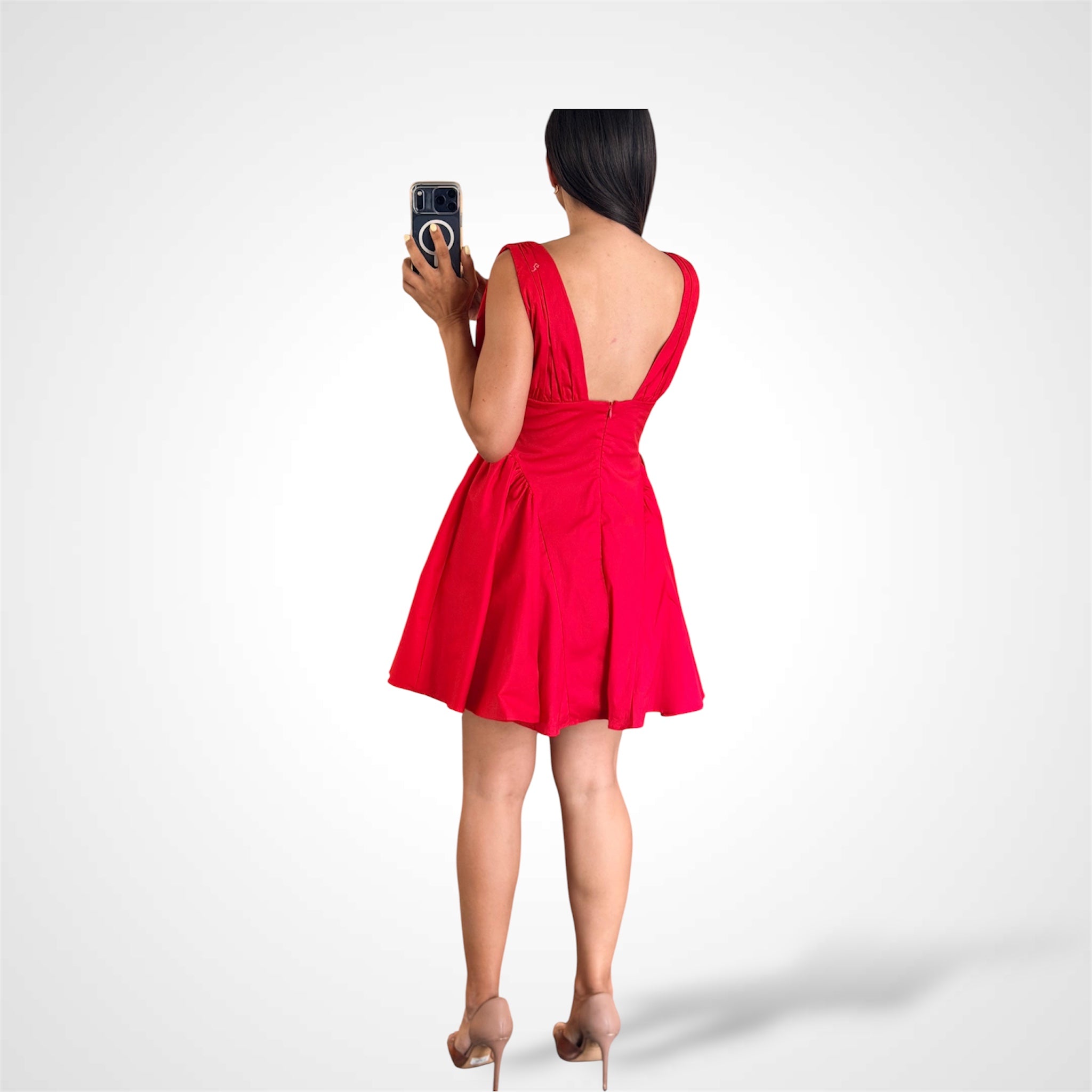 CORSET GATHERED HIP FIT & FLARE MINI DRESS-3