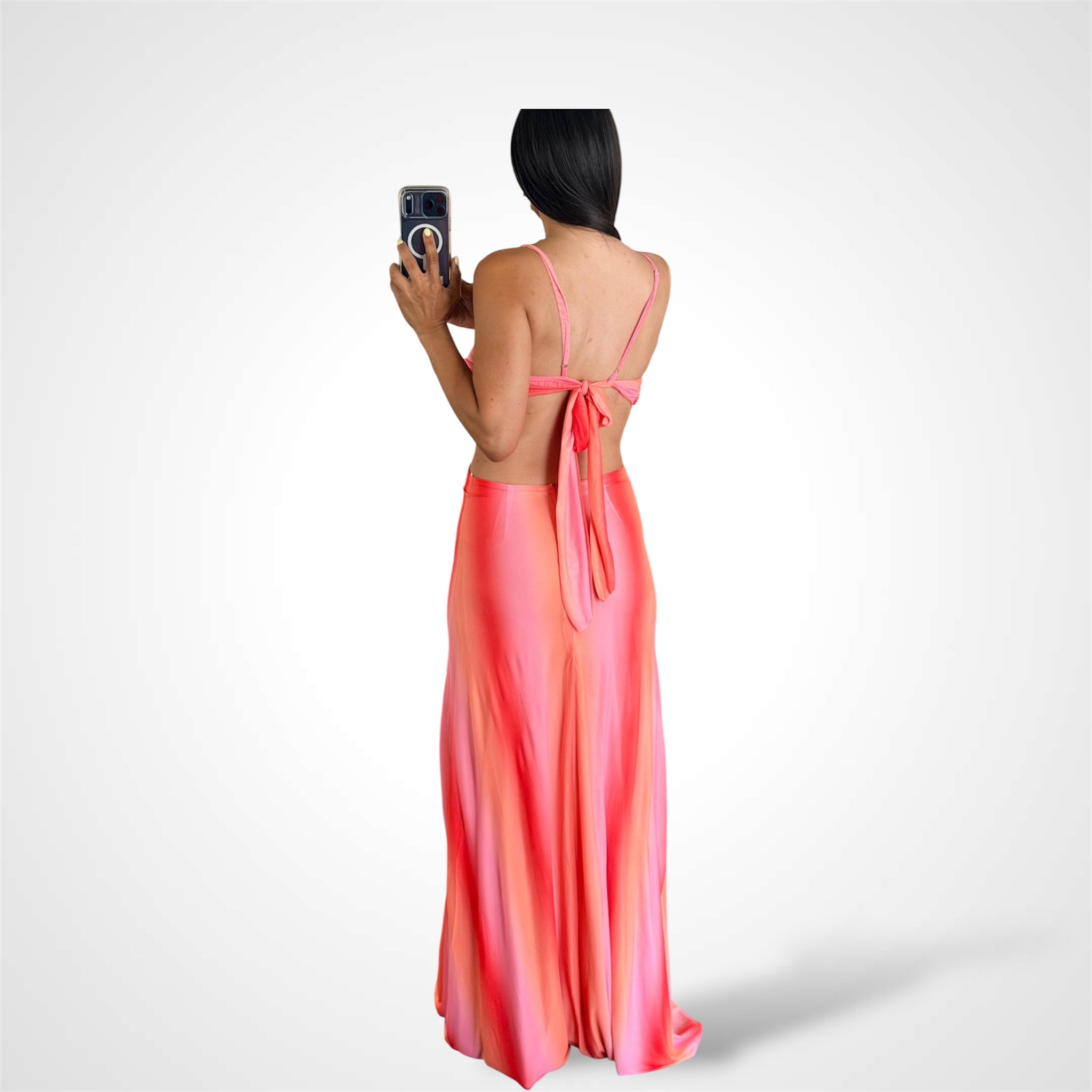 ORANGE BANDEAU CUT-OUT MAXI DRESS-3