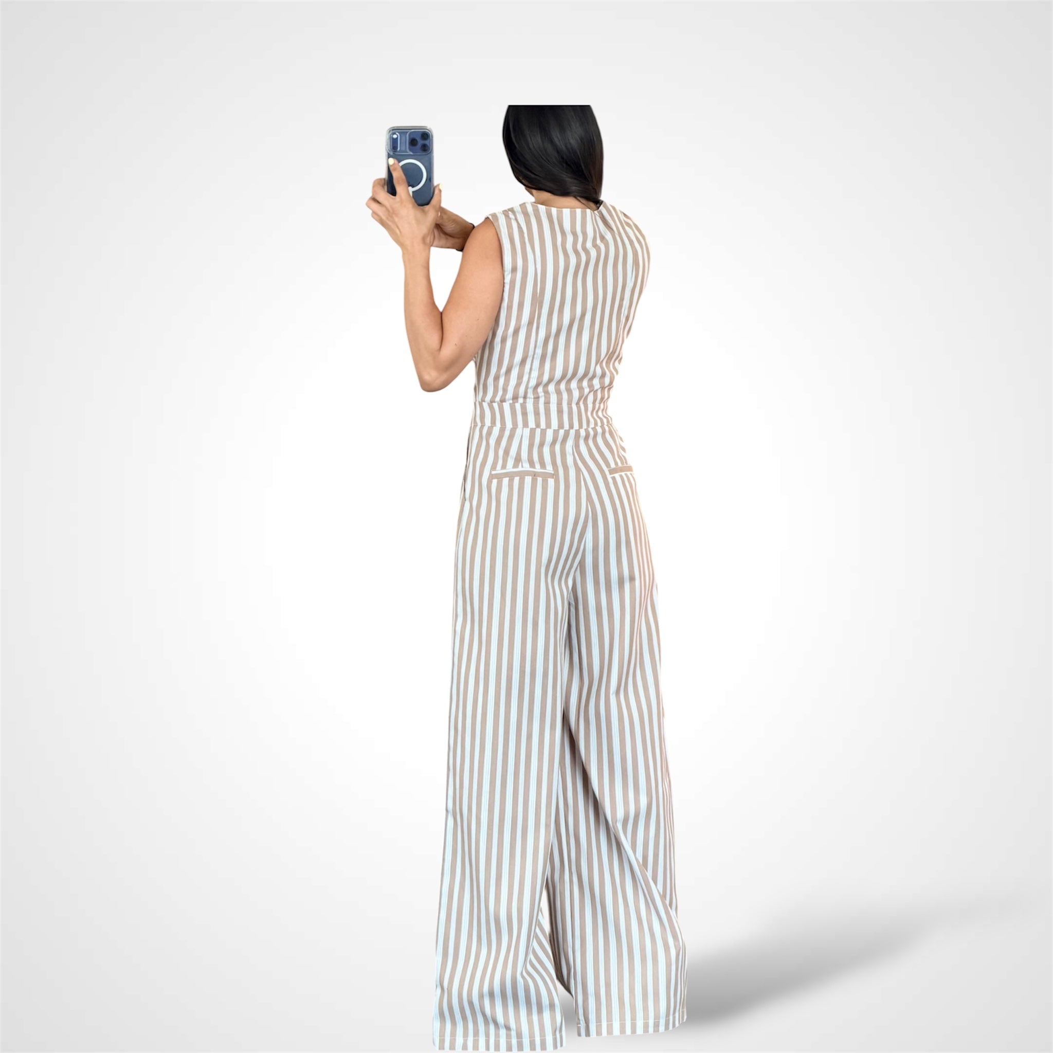 Taupe Striped Jumpsuit-3