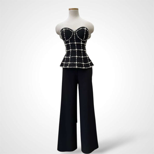 BLACK EMBELLISHED PANT SET