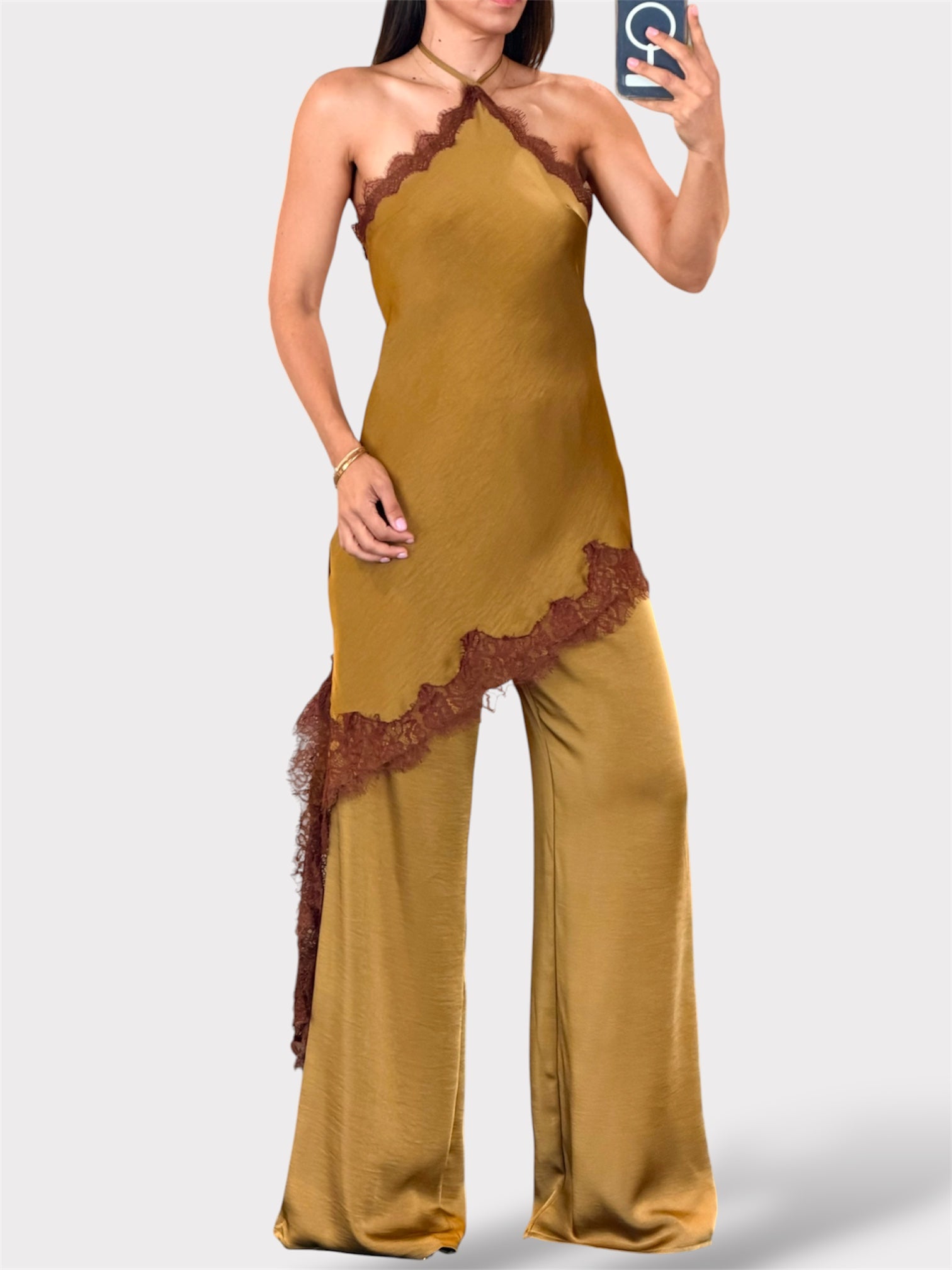 Contrast Lace Satin Jumpsuit-1