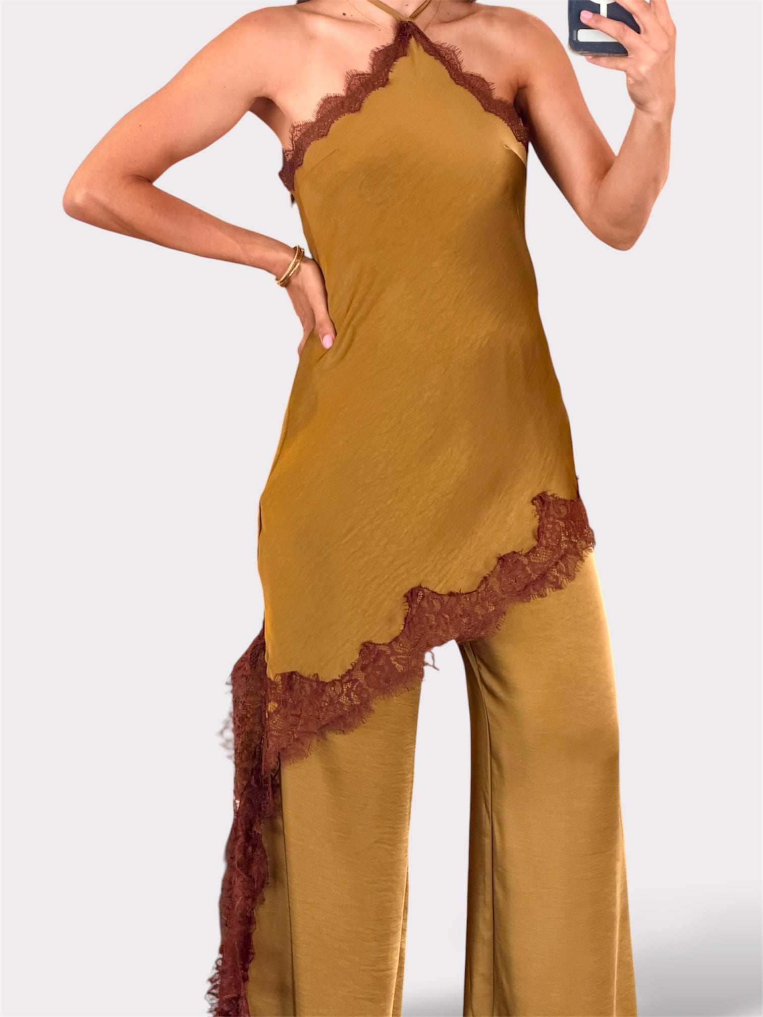 Contrast Lace Satin Jumpsuit-3