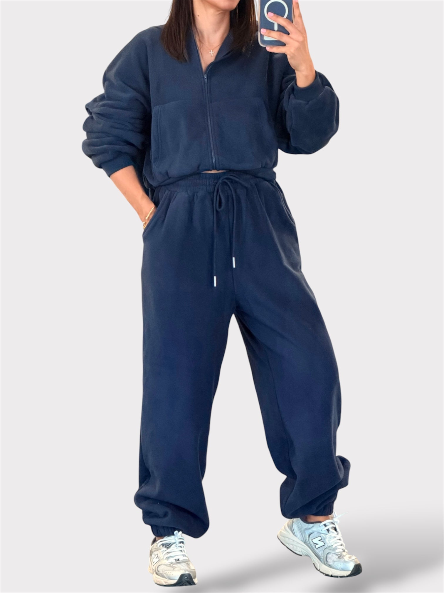 FLEECE HOODED ZIP UP AND PANTS SET-1