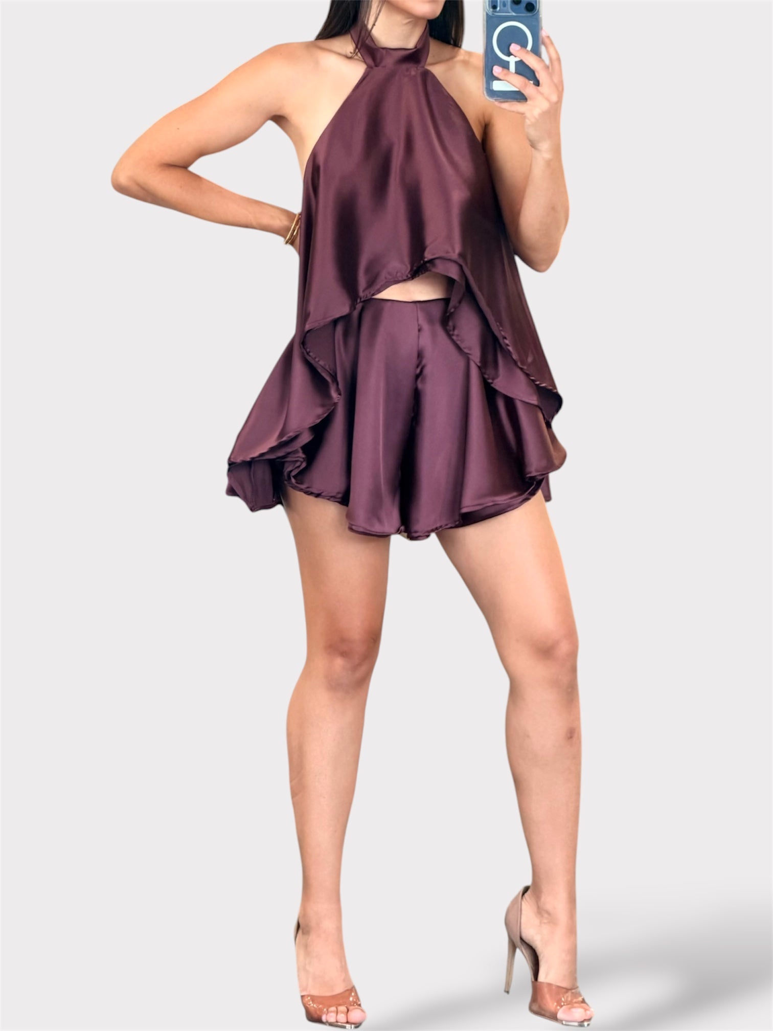 CLOSED CASE SATIN SKORT SET-1
