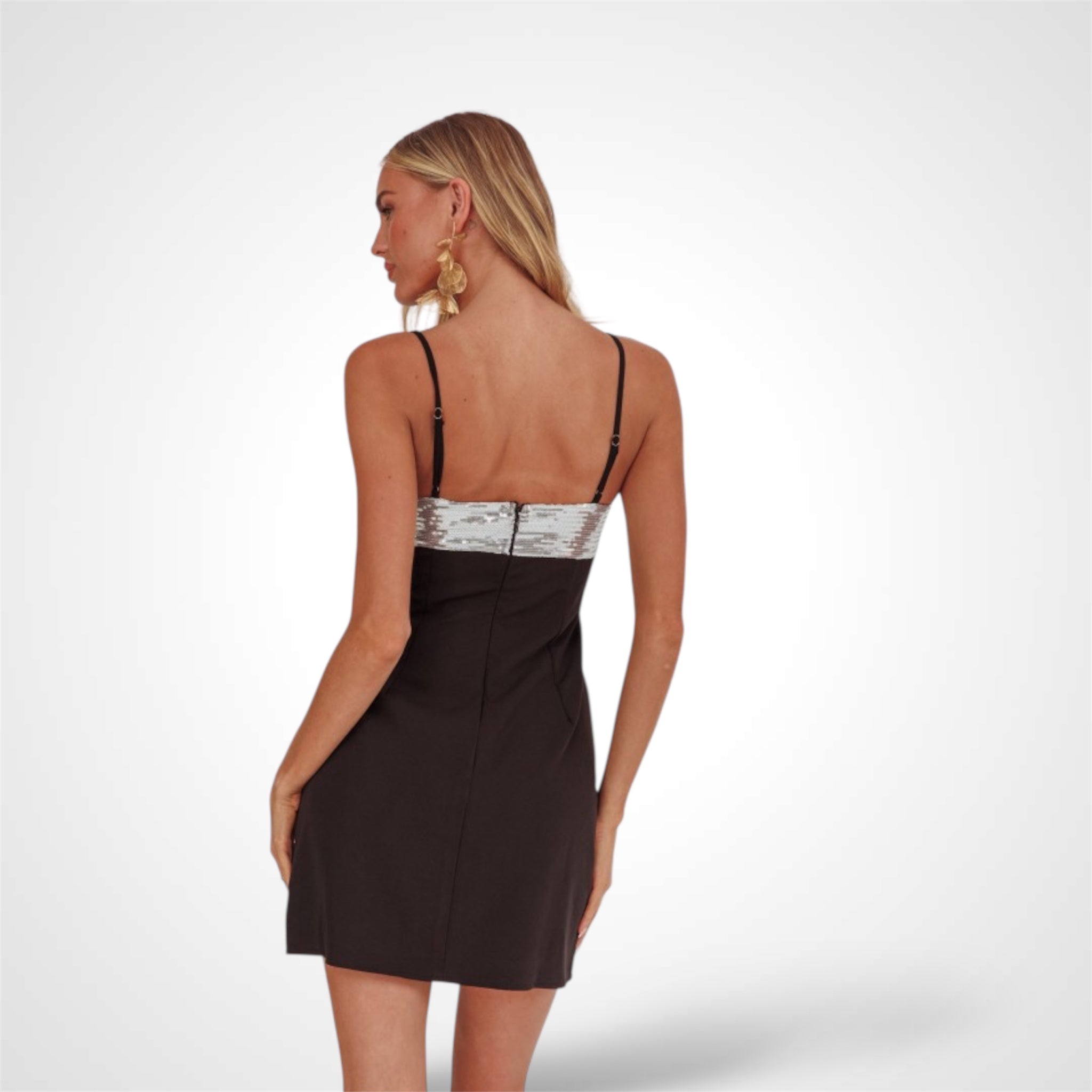 SEQUIN BOW MINI DRESS