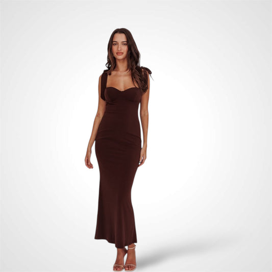 SLEEVELESS TIED STRAP MAXI DRESS