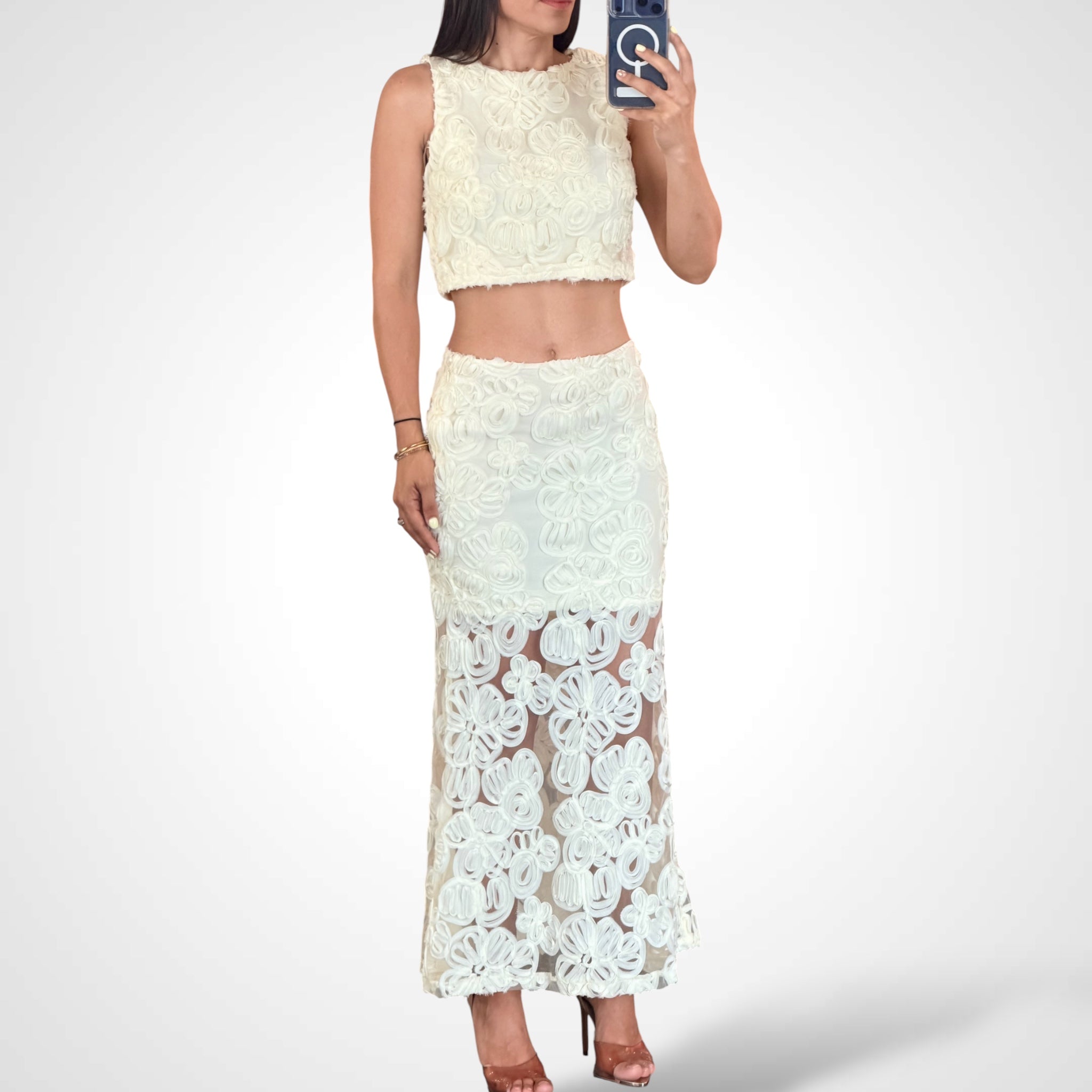 CAMELLIA LACE TOP AND MAXI SKIRT SET-1