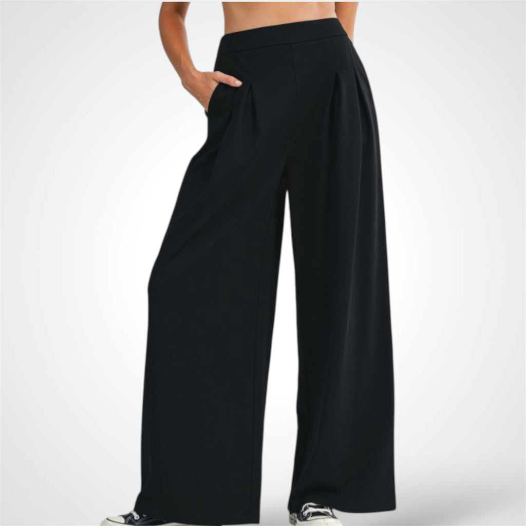 PLEATED WIDE LEG SWEATPANTS