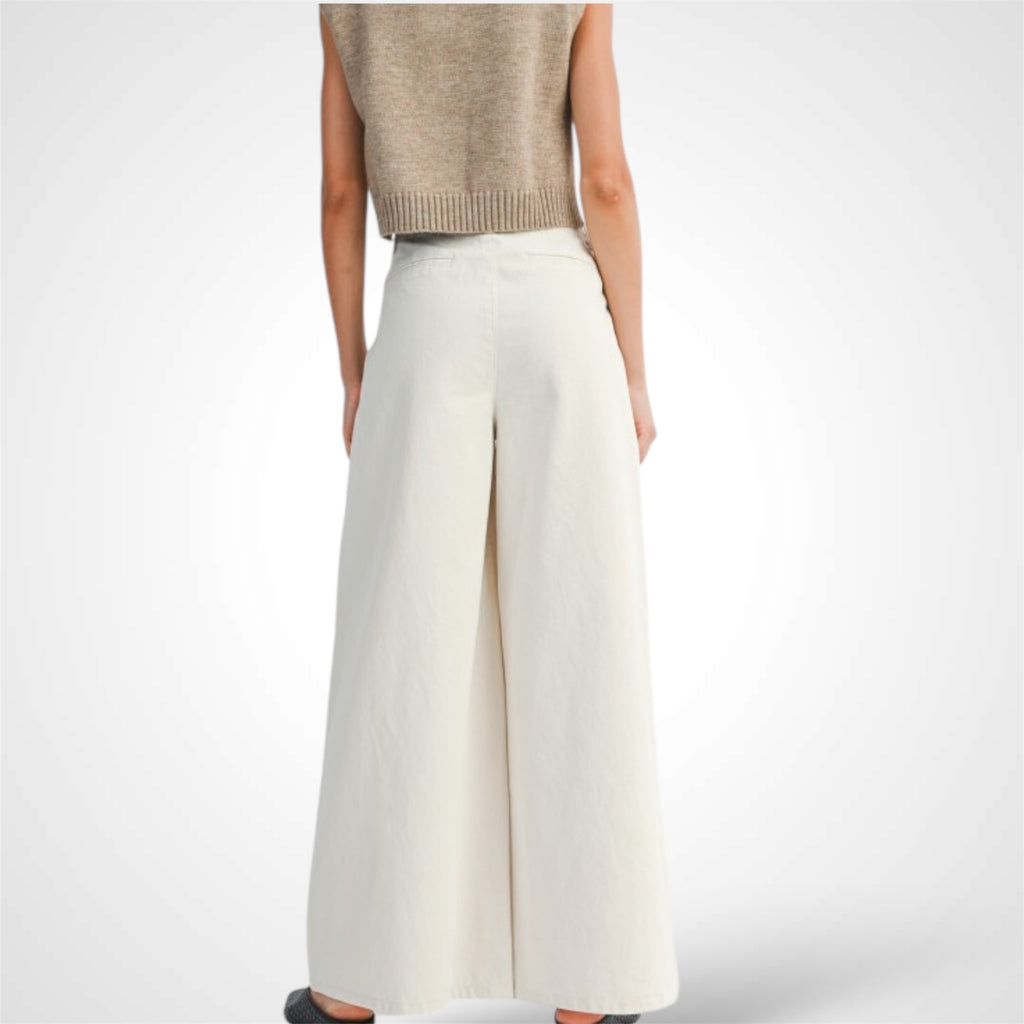 (PRE-Orden disponible 13 Oct) PLEATED WASHED TWILL WIDE LEG PANTS