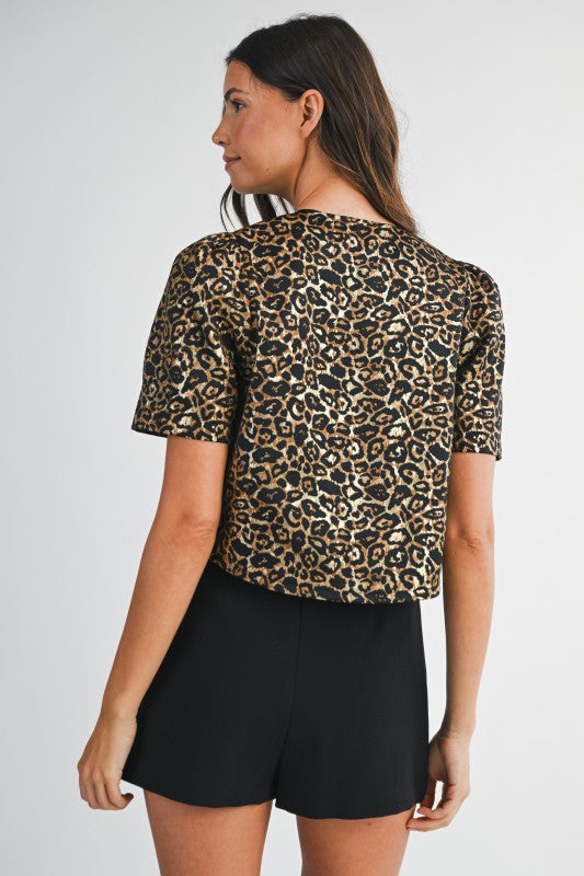 LEOPARD FRONT BOW TOP