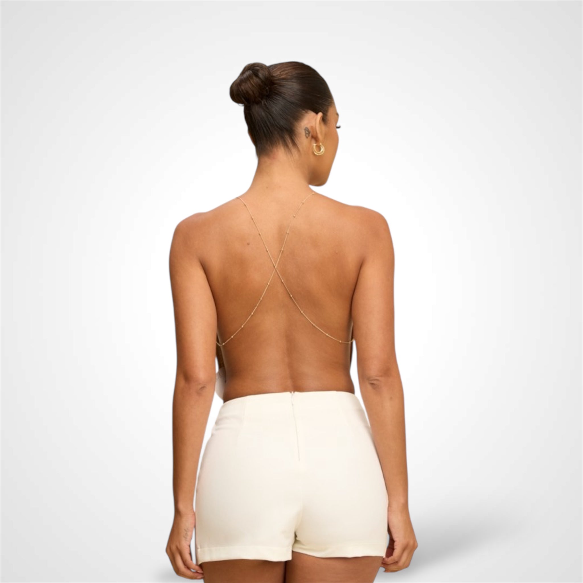 ROSE GOLD SEQUIN CHAIN COWL TOP