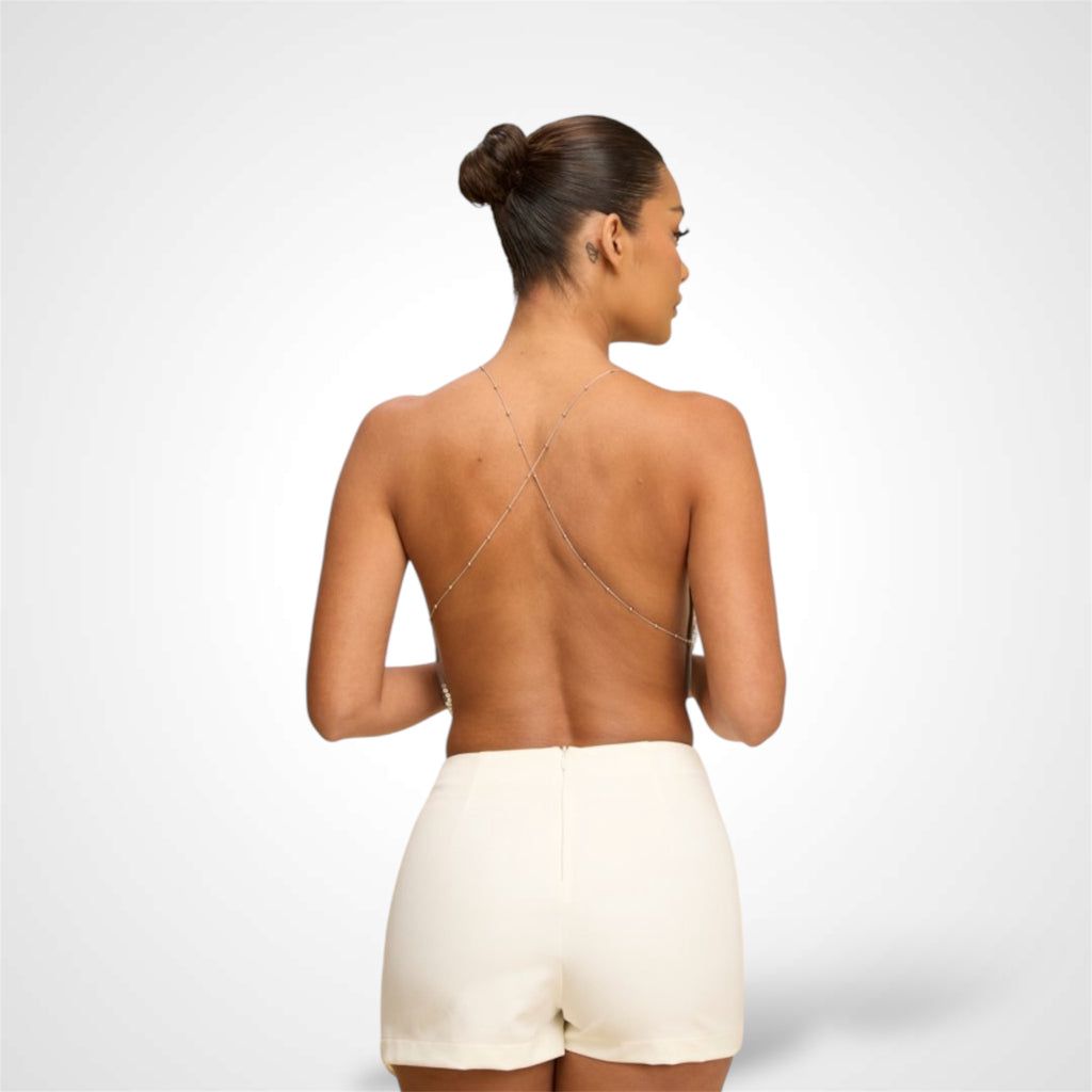 SILVER GOLD SEQUIN CHAIN COWL TOP