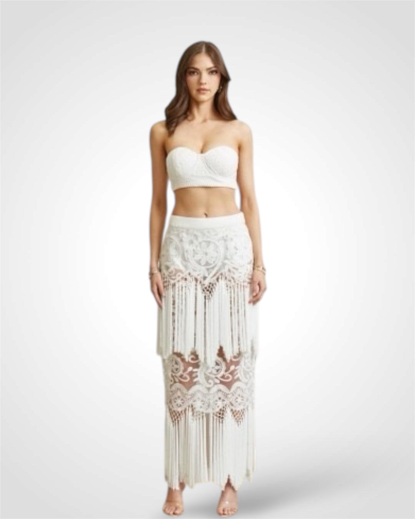 BOHO LACE TASSEL SKIRT SET