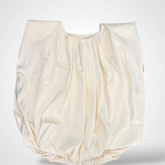 CREAM SHOULDER PADDED PLEAT DETAIL SLEEVELESS TOP