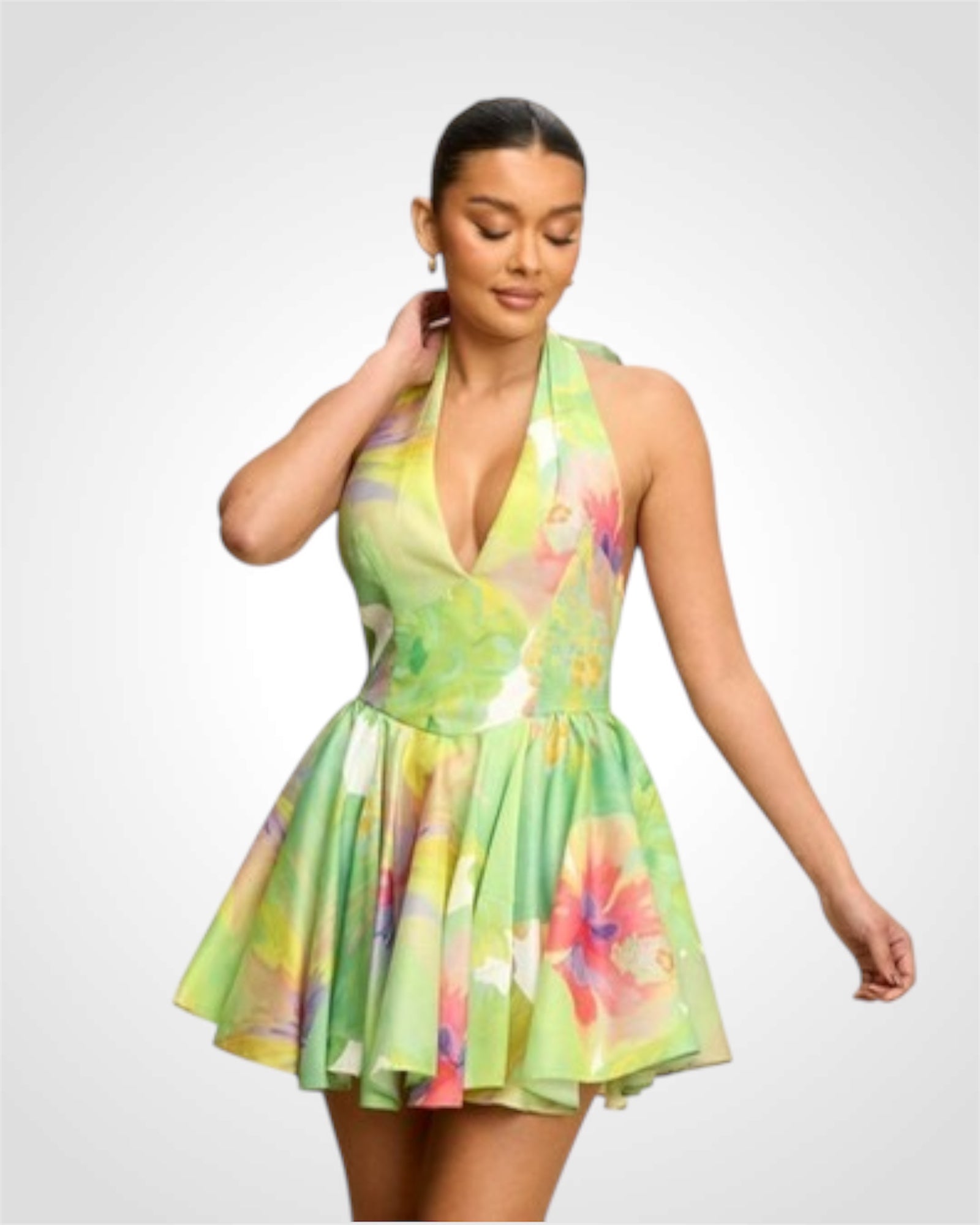 FLEUR ULTRA FLARE HALTER DRESS