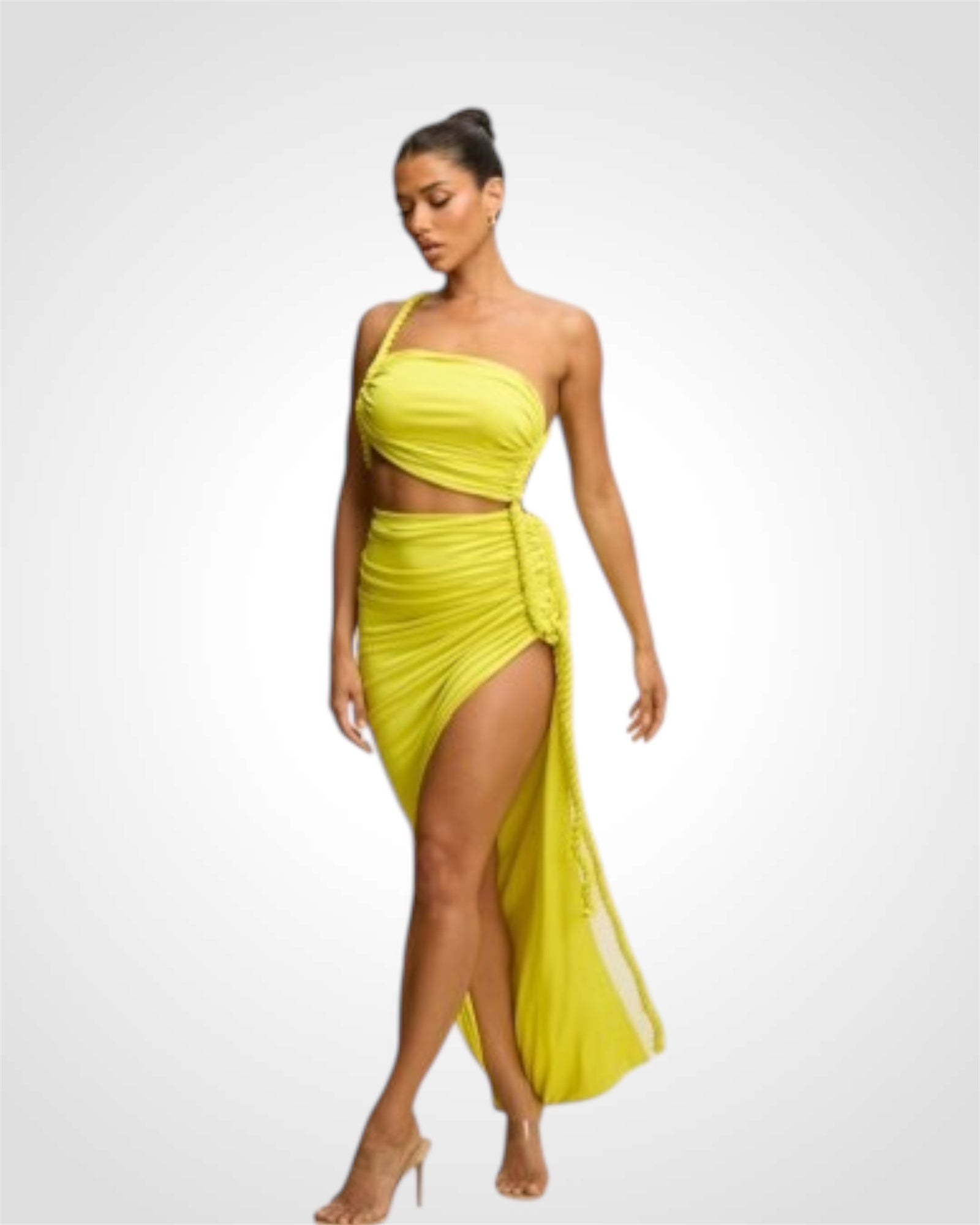 ONE/S RUCHED JERSEY BRAIDED DRESS