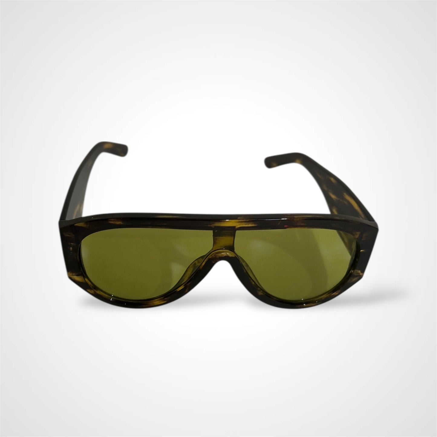 DEEP BROWN/ GREEN AVIATOR LEOPARD SUNGLASSES