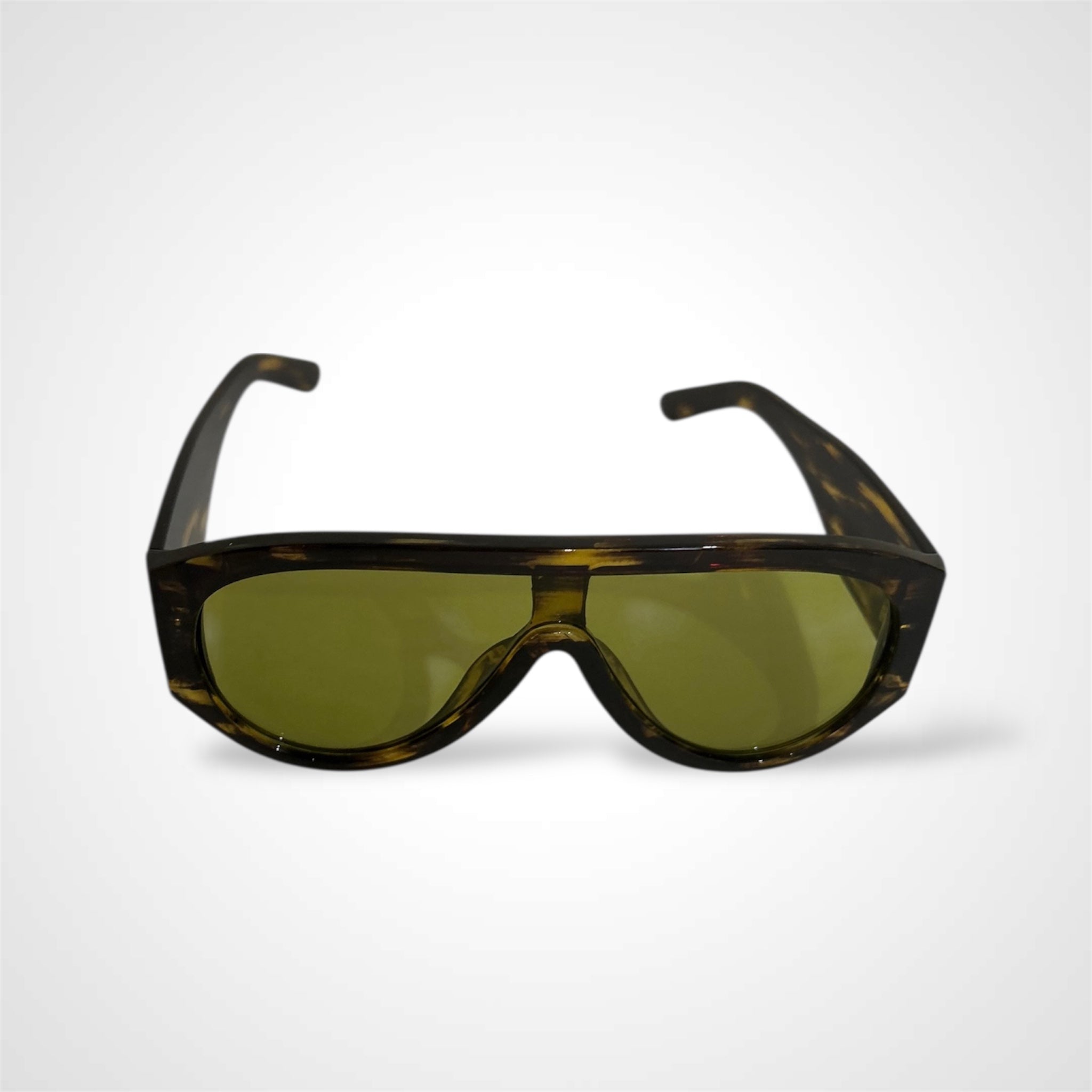 DEEP BROWN/ GREEN AVIATOR LEOPARD SUNGLASSES