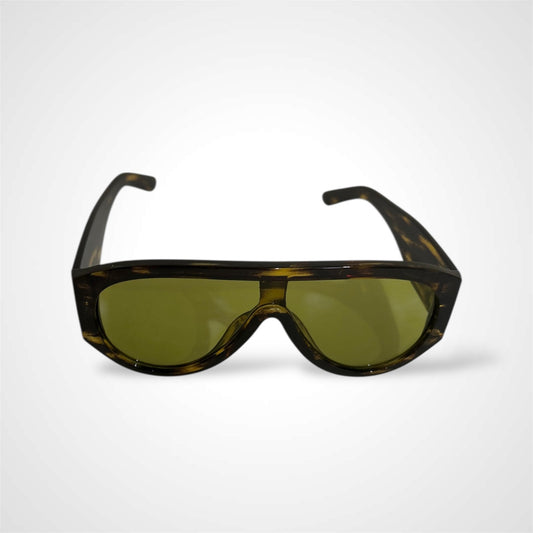 DEEP BROWN/ GREEN AVIATOR LEOPARD SUNGLASSES