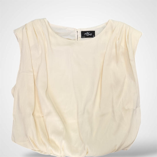 Cream Cap Sleeve Shoulder Padded Blouse
