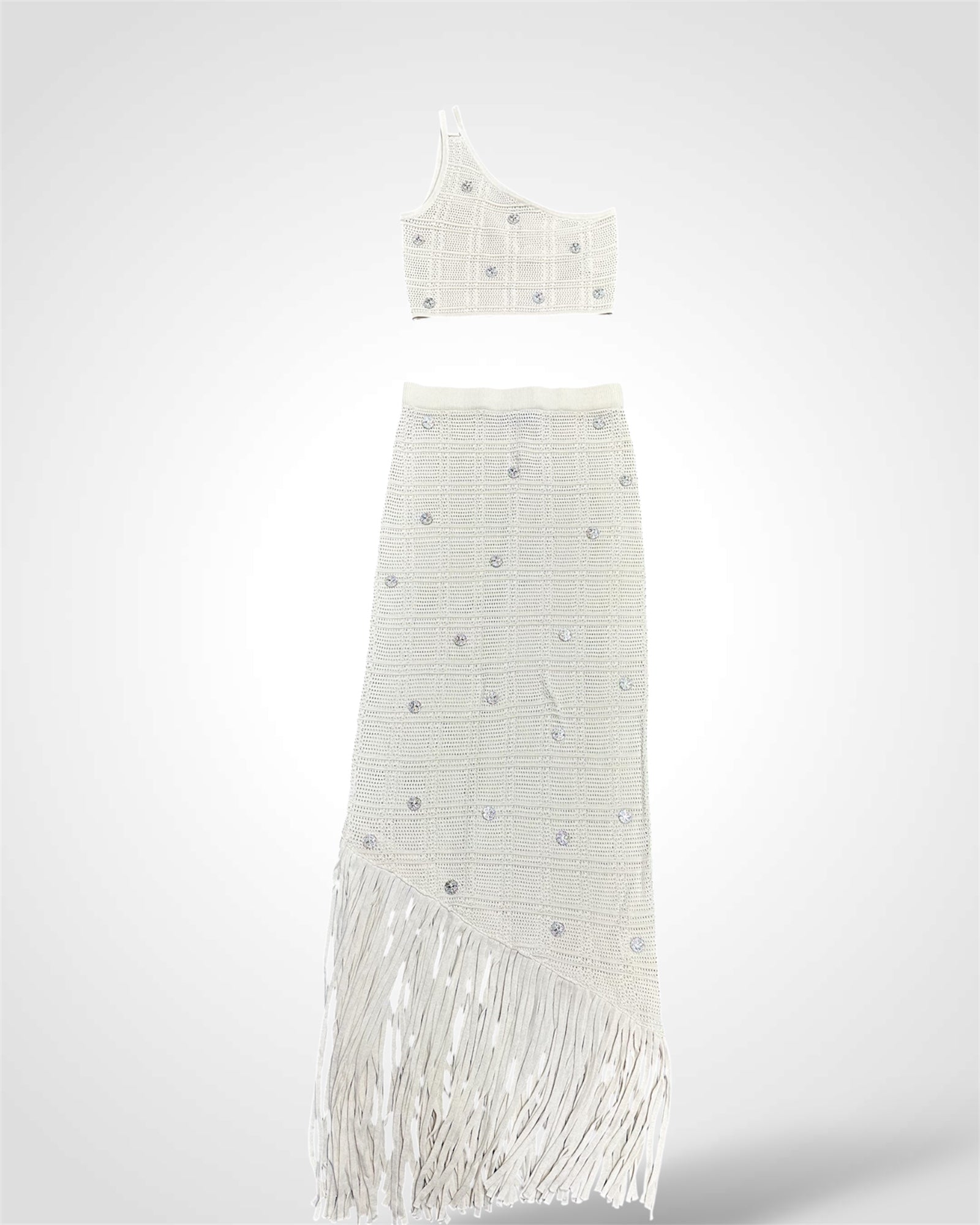 Crochet Fringes Pin Silver Set