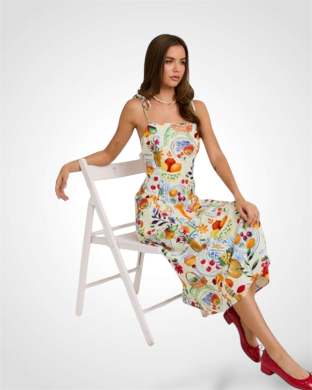 SHOULDER TIE MIDI DRESS