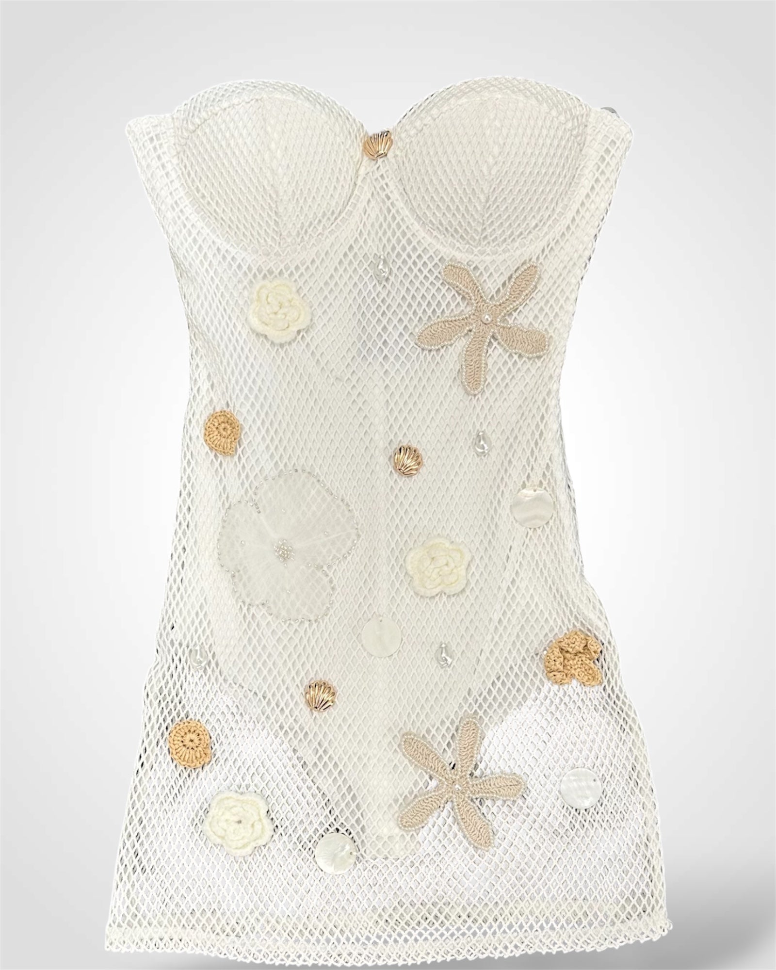 Crochet Mini Dress Sea Detail•-4