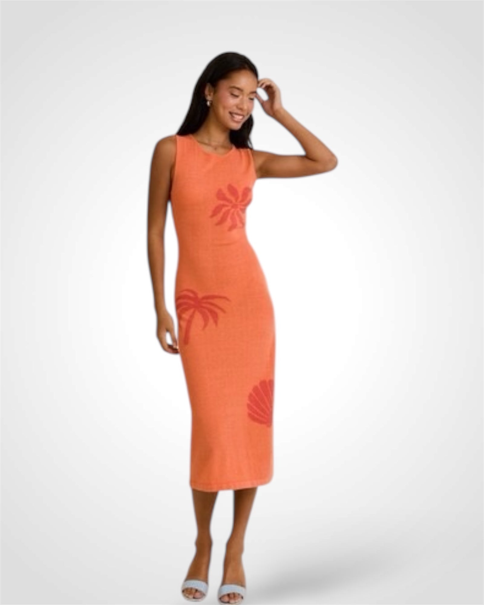 SJQ-SLEEVELESS ROUND NECK SWEATER MIDI DRESS