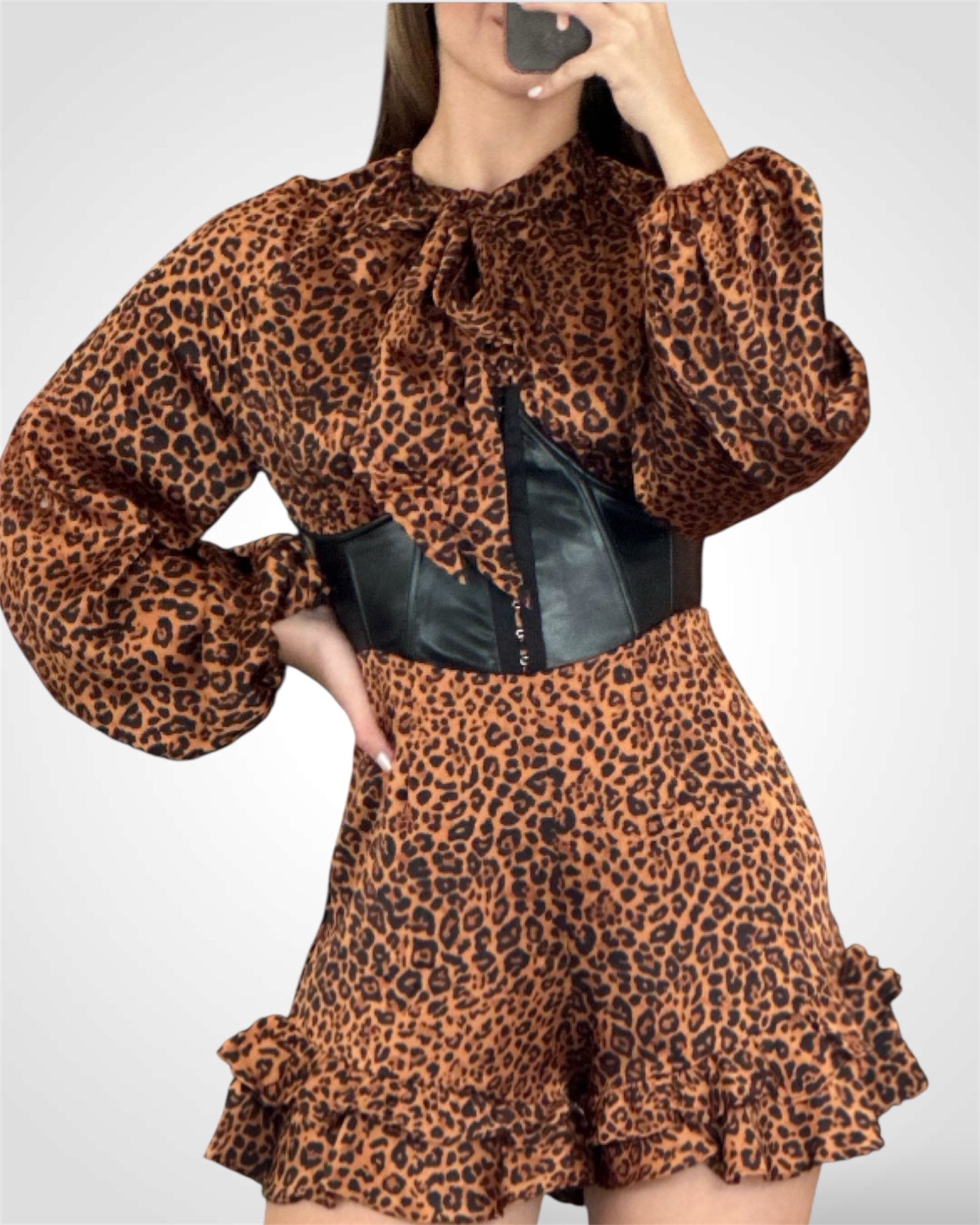 FAUX LEATHER CORSET DETAIL ROMPER