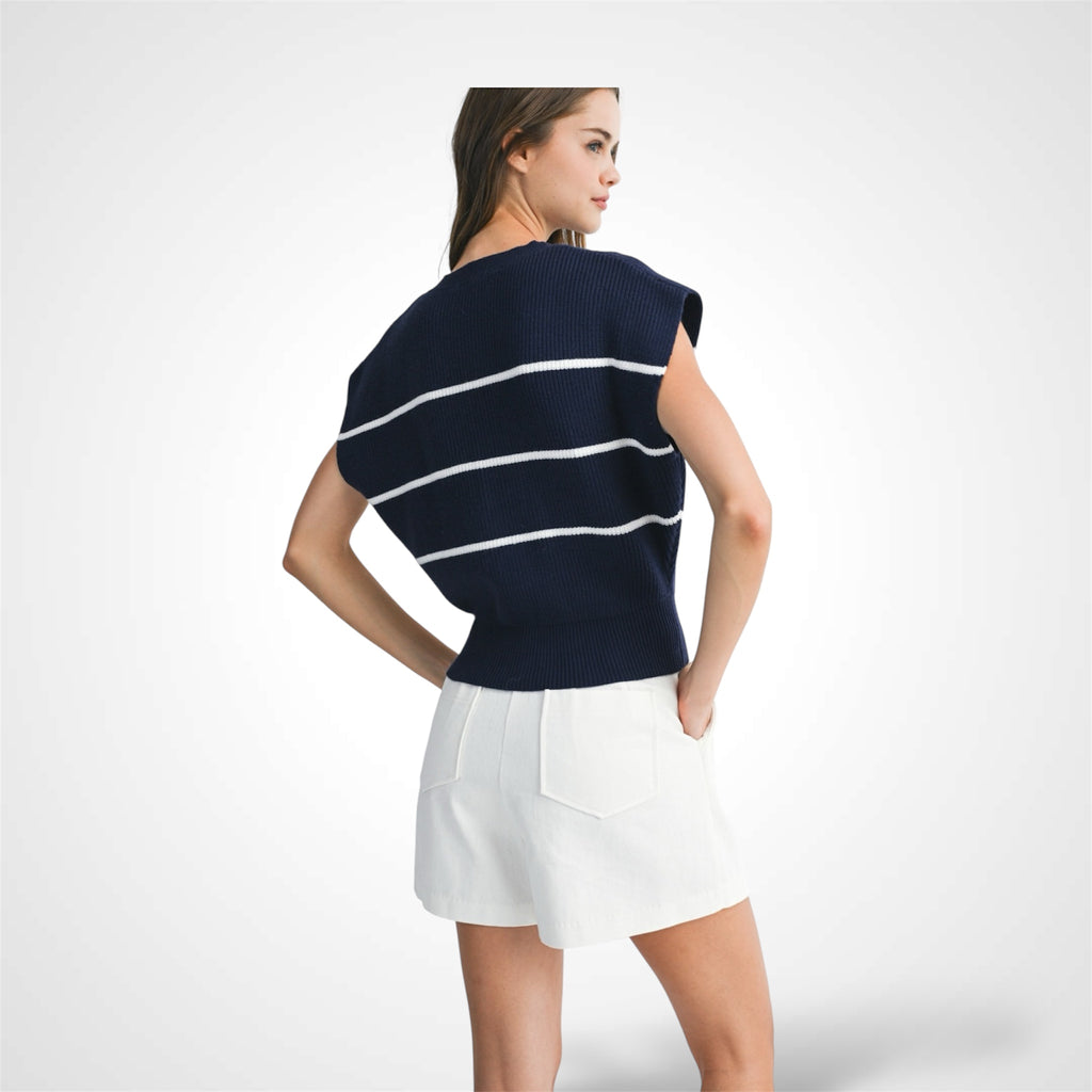 Navy Stripe Knit Vest
