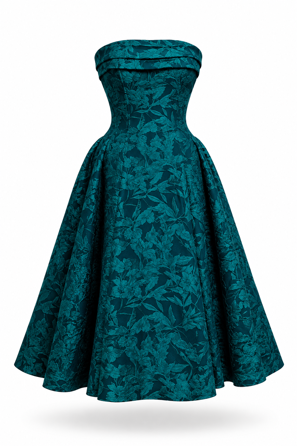Hunter Green Puff Midi Dress-4