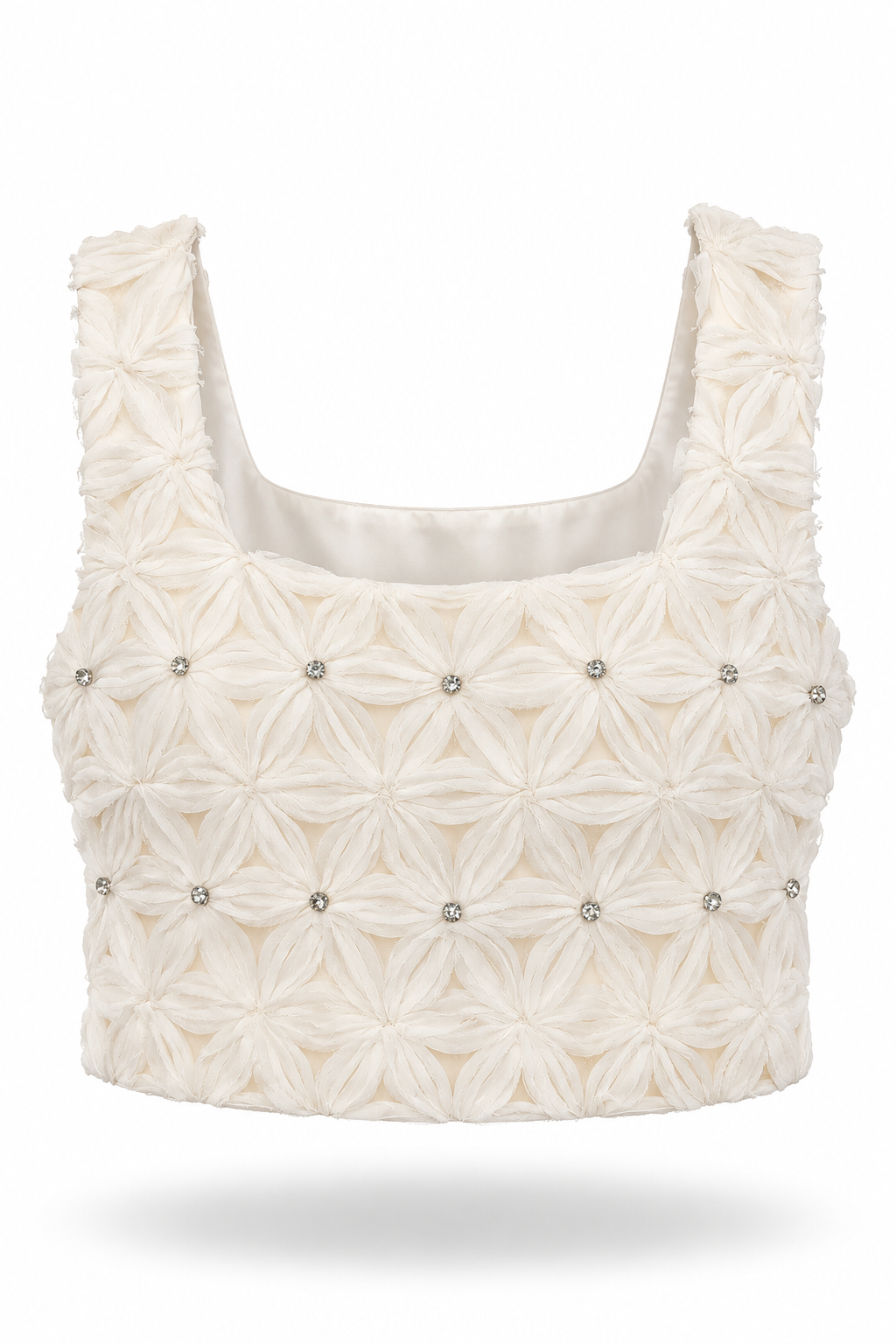 RHINESTONE SQUARE NECK CROP TOP-1