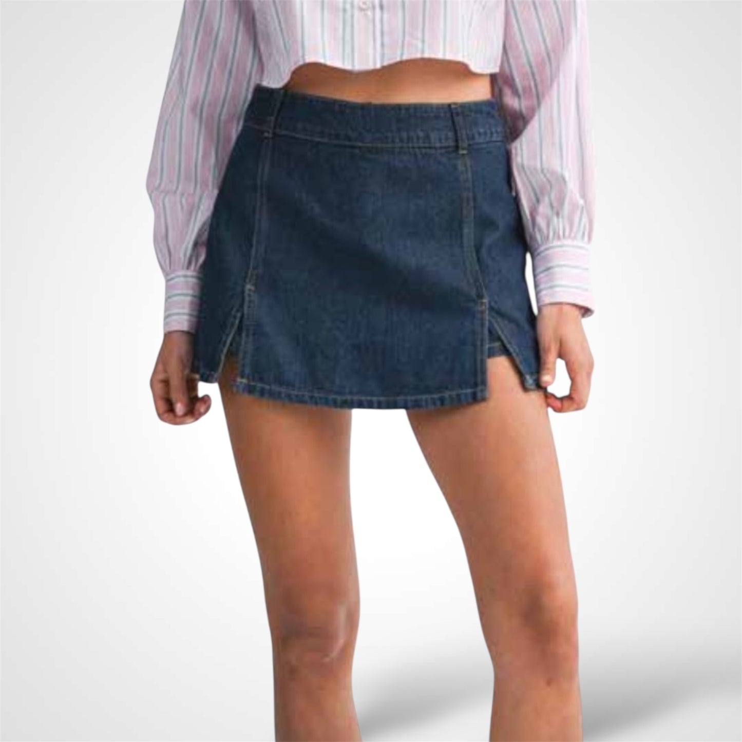 DENIM SKORT WITH FRONT SLIT