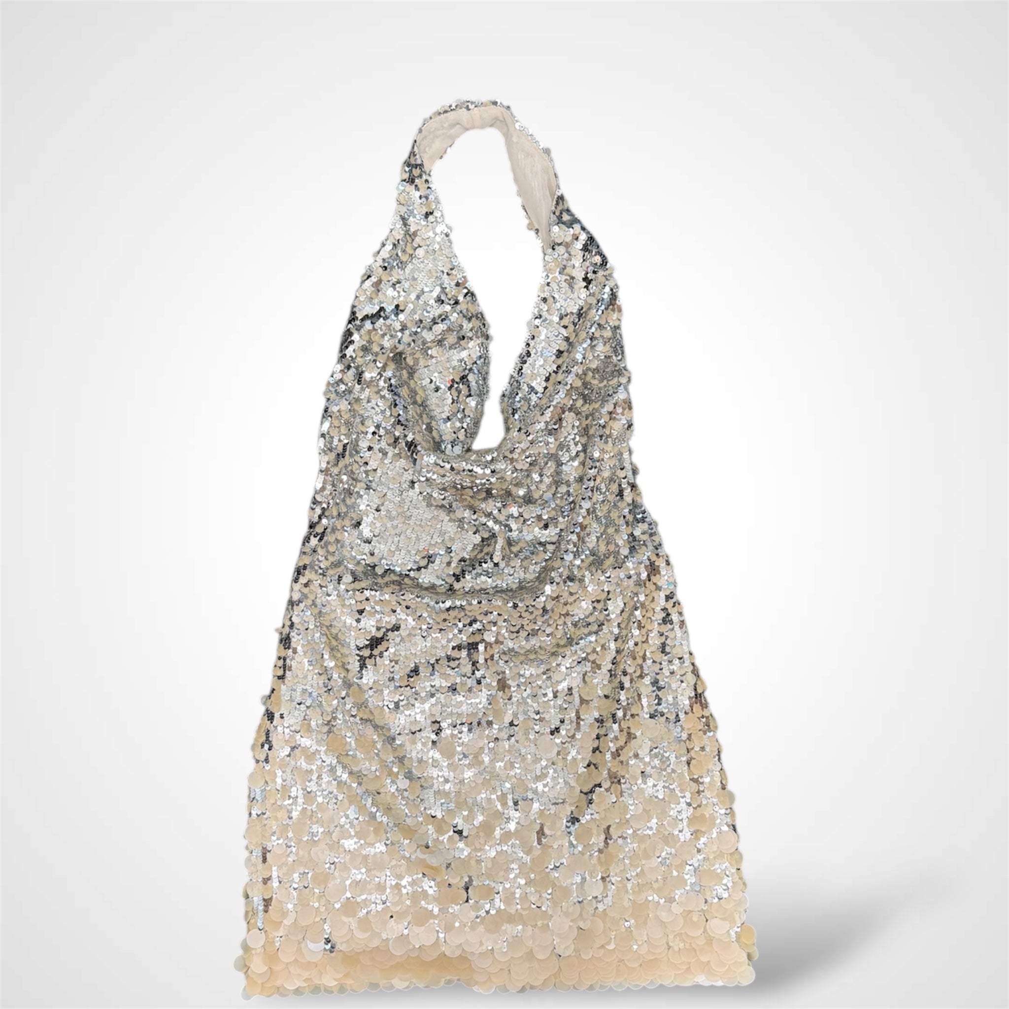 SEQUIN SILVERNUDE MINI DRESS•-1