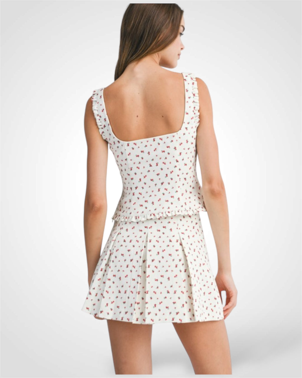 Floral Print Top And Mini Skirt