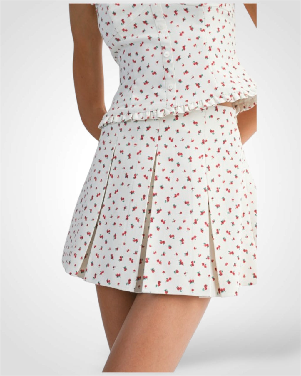 Floral Print Top And Mini Skirt