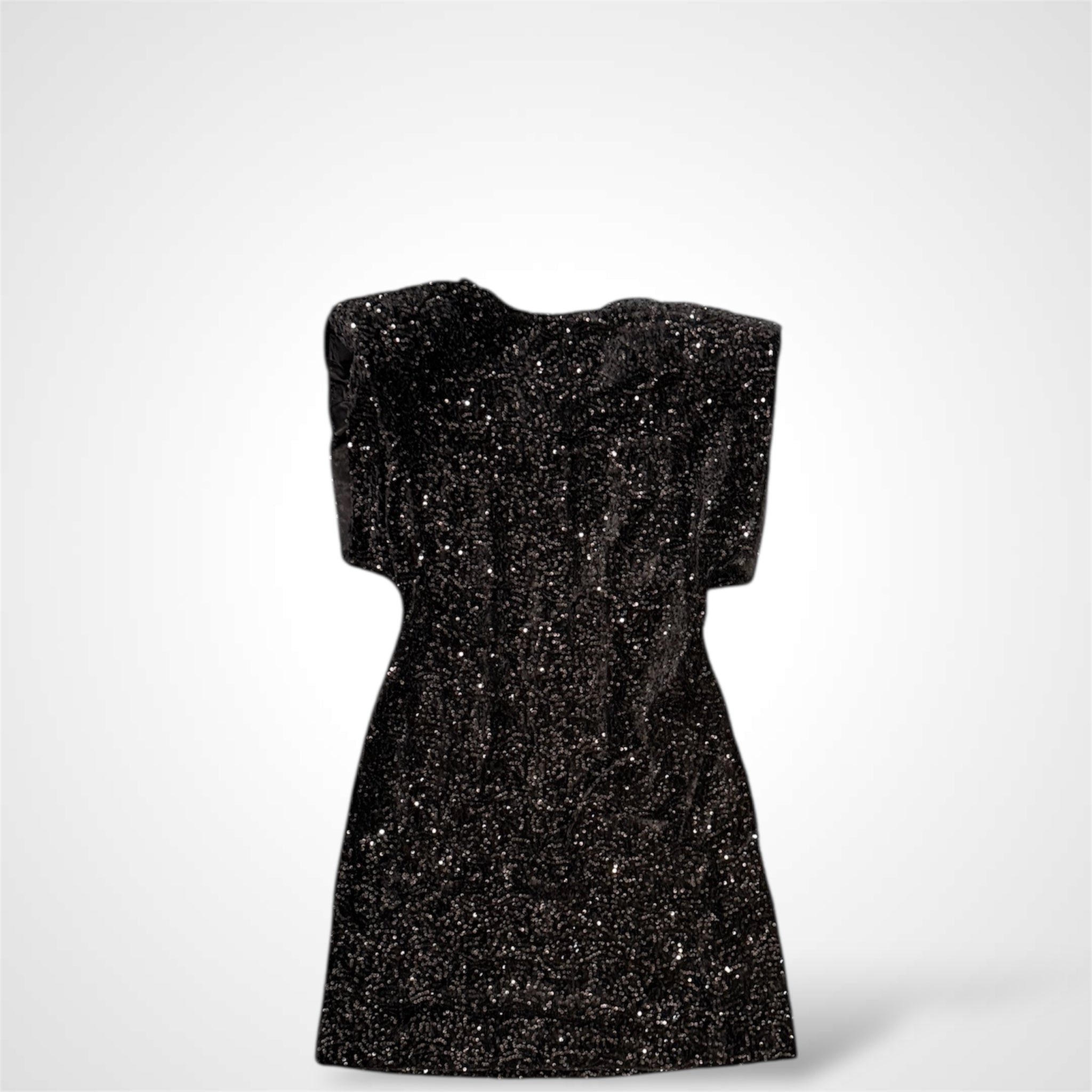 BLACK SEQUIN MINI DRESS•