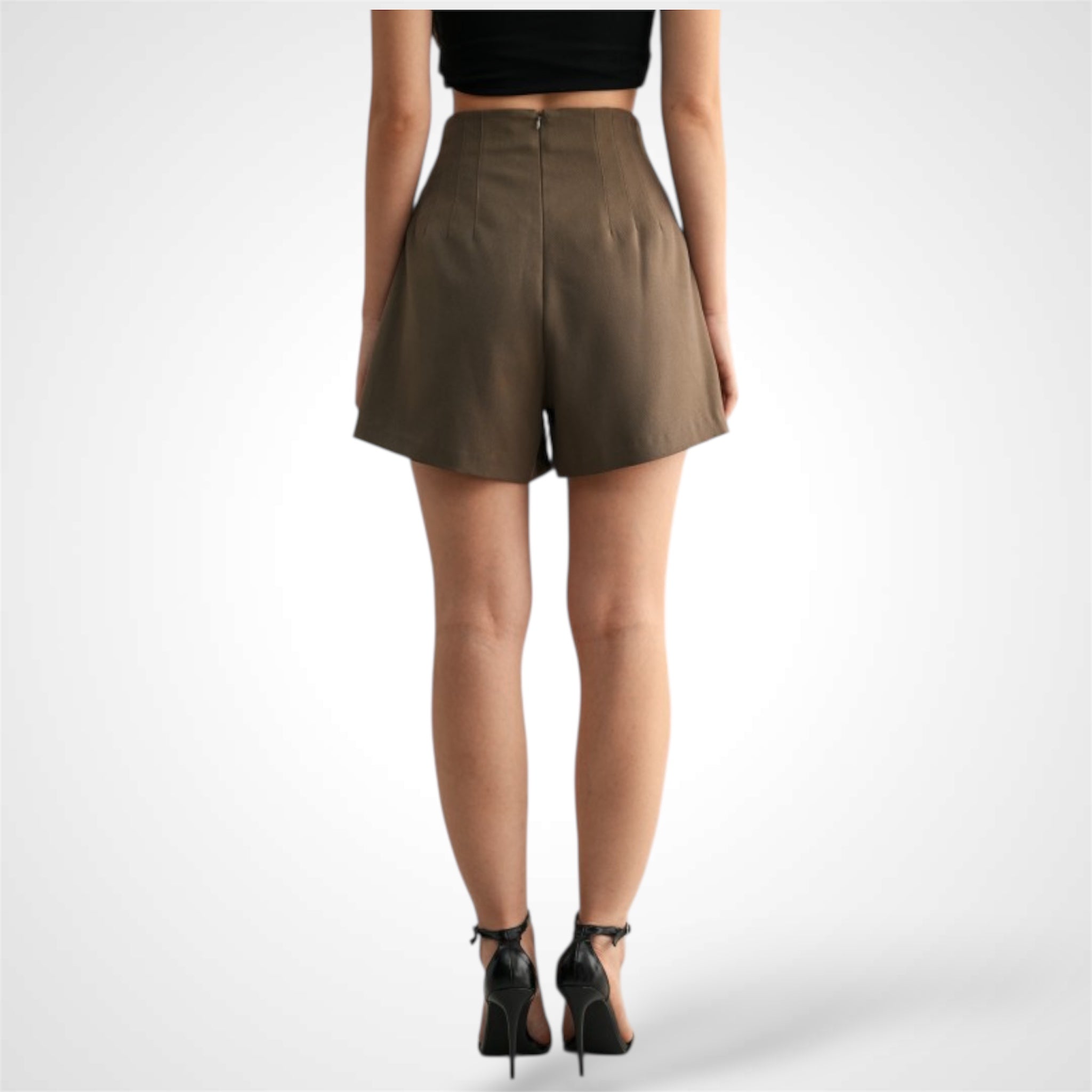 PINTUK DETAIL HIGH WAIST SHORTS•-2