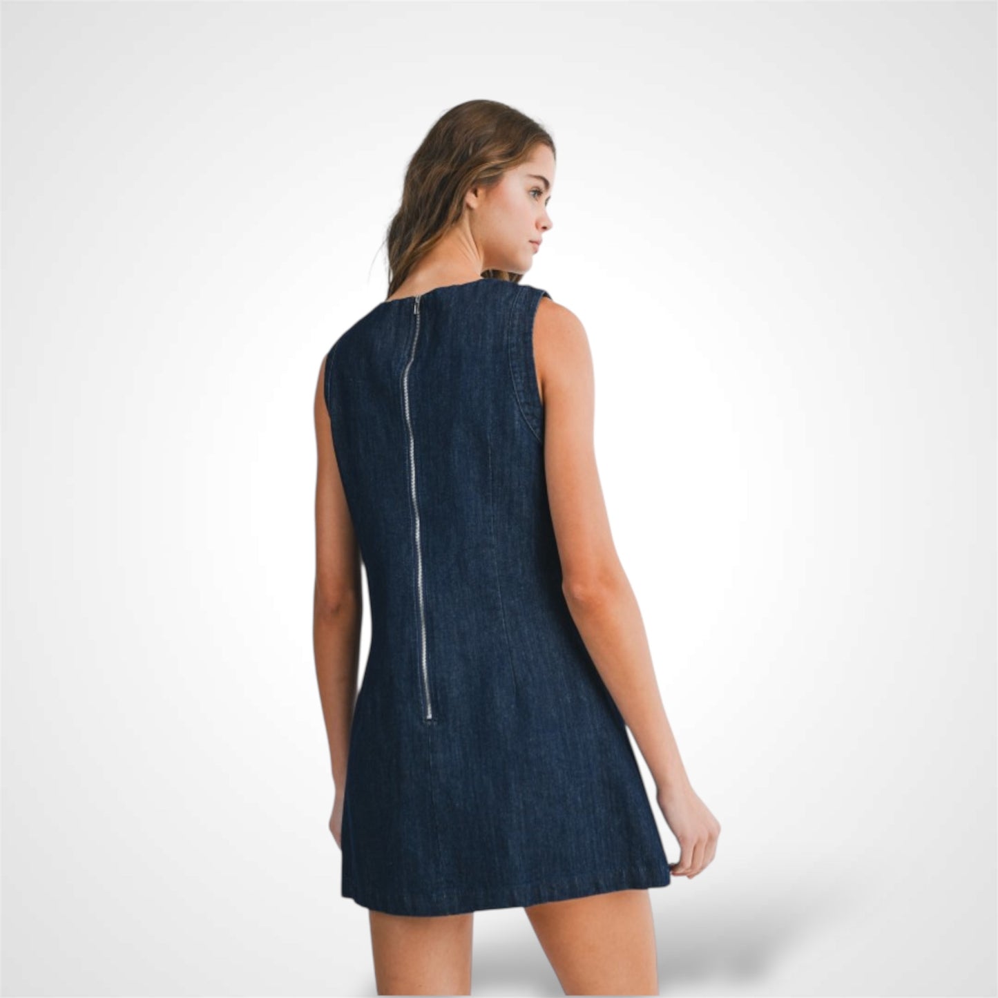 POCKET PATCHED DENIM MINI DRESS