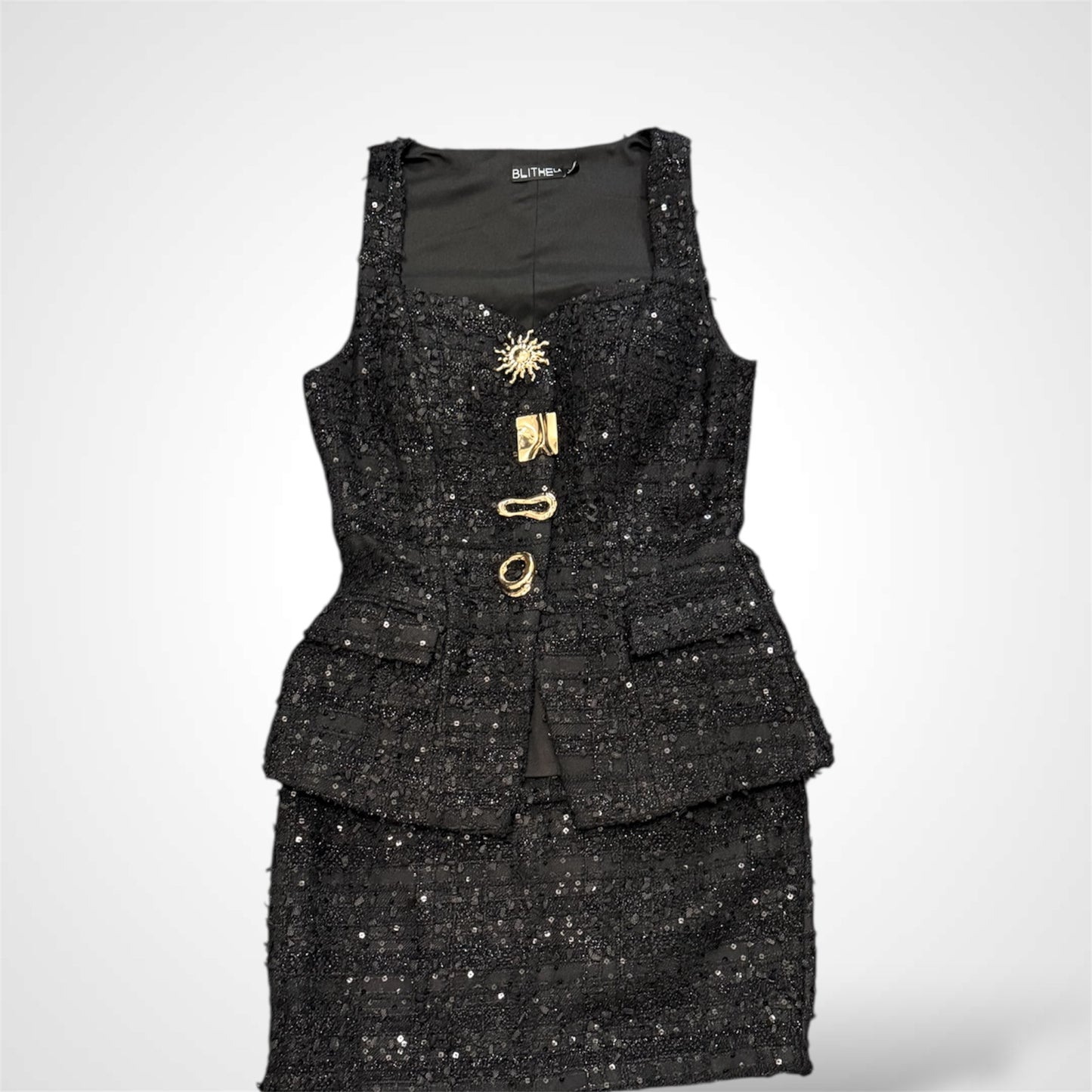 BLACK SHORT SKIRT SET