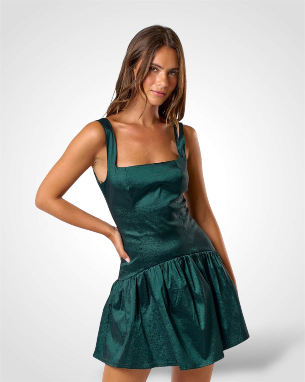 SQUARE NECK LOW WAIST TANK DRESS