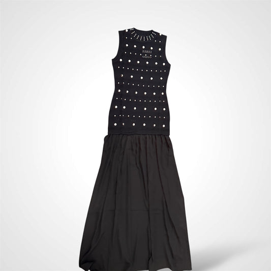 BLACK/SILVER ELEGANT MAXI DRESS